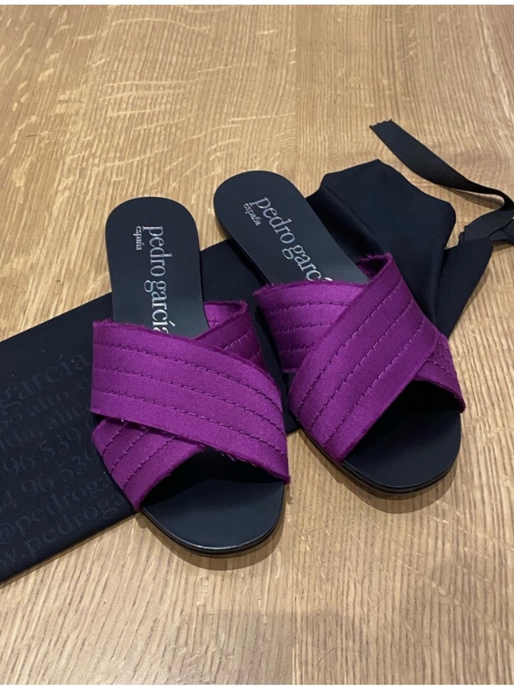 Pedro Garcia Elisa Satin Slide Sandals in Dahlia